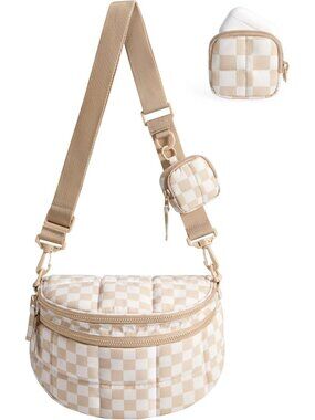 Small Crossbody Bags for Women, Puffer Cute Bum Bag with Pouch, Quilted Purse fo